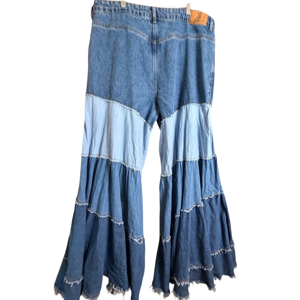 Free People We The Free Dreamscape Tiered Denim Wide Leg Jeans 33 - Picture 2 of 16